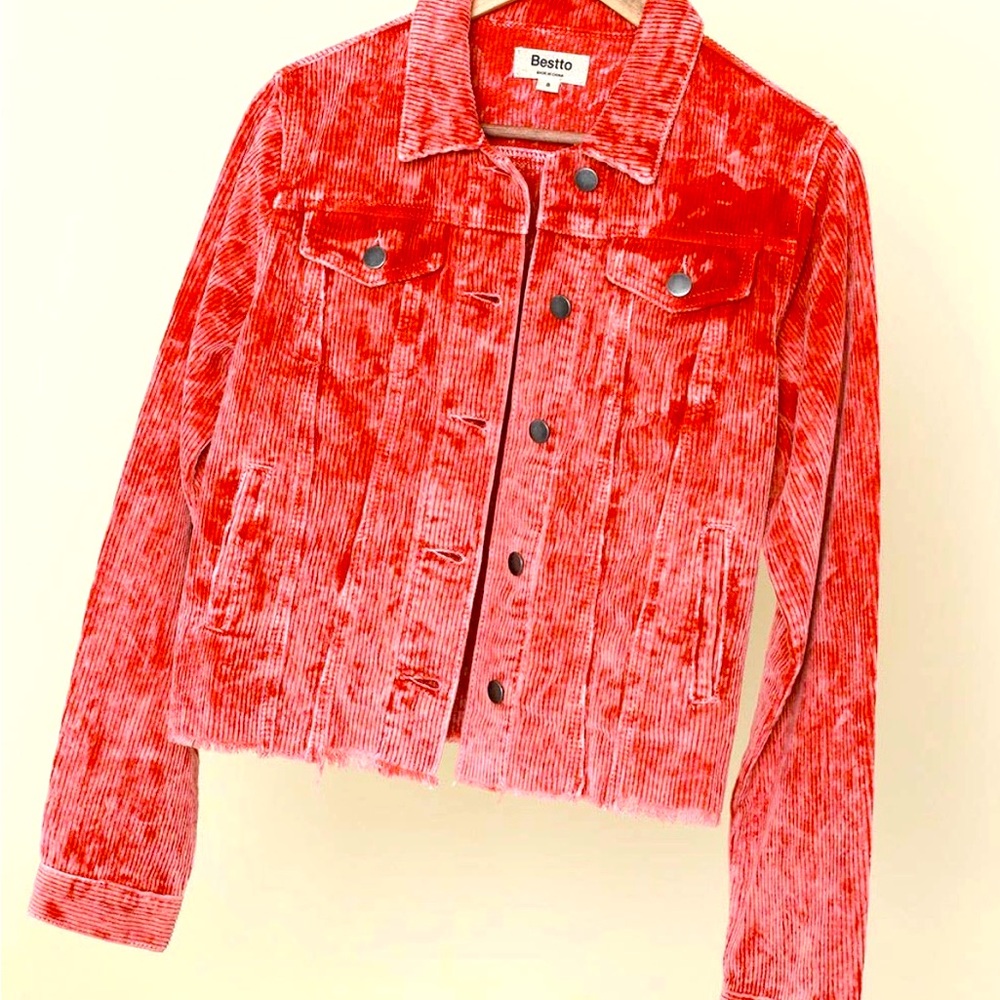 Acid washed Rust colored cropped shacket